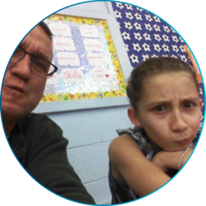 A selfie of Abby and her father from when she was young.